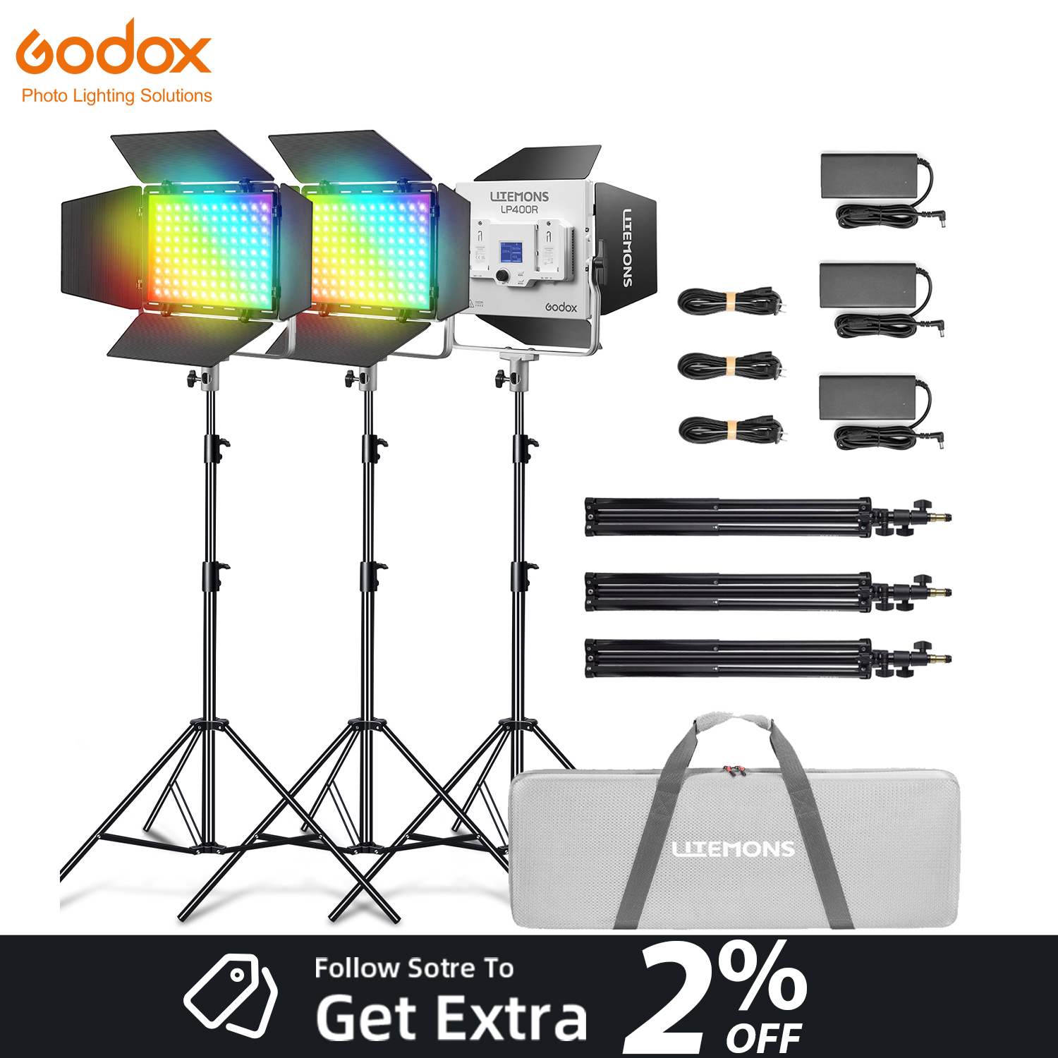 Photography Lighting Godox - Godox LITEMONS LP400R/Bi LP600R/Bi LED Light