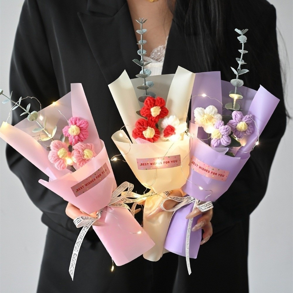 Knitted Crochet Flowers Bouque - مراجعة Photography Artificial Lighting وسعره