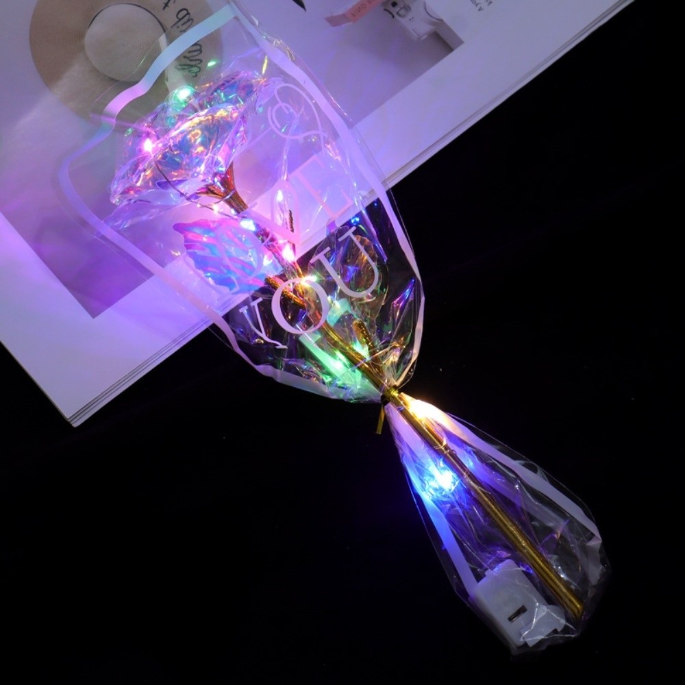 Glowing Gold Foil Rose Flower  - مراجعة Photography Artificial Lighting وسعره